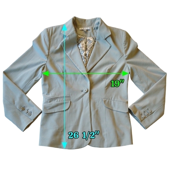 Cabi 832 Dynamo Gray Mist One-Button Blazer Contrast Stitching Career Preppy - Picture 3 of 9